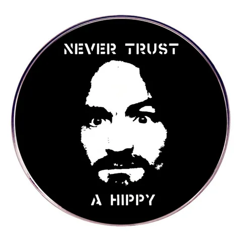 Broche Vintage Rock Ne Fais Jamais Confiance À Un Hippie Portrait Alliage Badge Rond Épinglette Pour Vêtements Sac À Dos