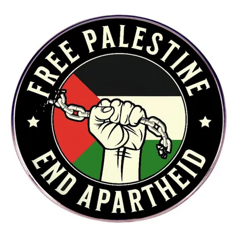 Broche Free Palestine End Apartheid Pin Badge Alliage Métal Rond Bijou Accessoire Homme Femme Unisexe Protestation Slogan
