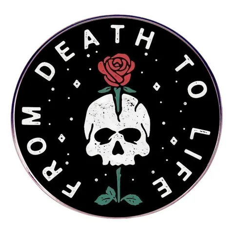 From Death To Life Spilla Gotica Teschio Rosa Per Uomo Donna Tondo In Lega Smalto Distintivo Abbigliamento Borsa Arredamento Gioielli