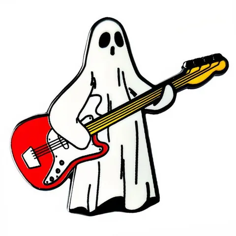 Cartoon Ghost Playing Guitar Enamel Pin Brooch Alloy Painted Badge Halloween Jewelry Gift For Clothes Backpack Accessory
