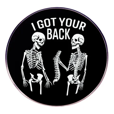 Αστεία Καρφίτσα από Σμάλτο Σκελετός I Got Your Back Χιουμοριστική Καρφίτσα Σκελετός από Κράμα Σήμα για Σακίδιο Σακάκι Κοσμήματα Halloween Δώρο