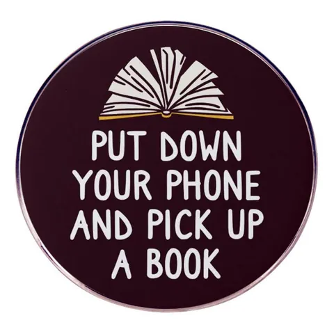 Put Down Your Phone Pick Up A Book Enamel Pin Round Reading Slogan Alloy Brooch Badge For Women Men Literature Gift