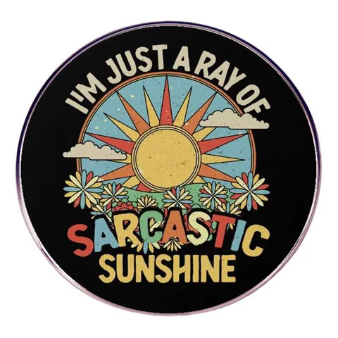 I'm Just A Ray Of Sarcastic Sunshine Alloy Brooch Retro Sun Cloud Pattern Round Badge Pin For Clothes Backpack Jewelry Gift