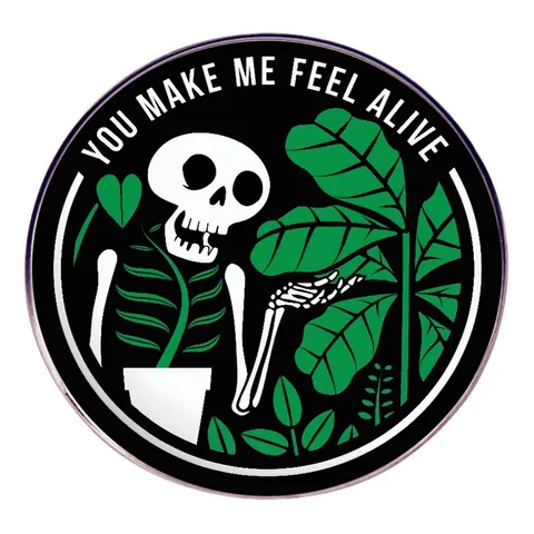 You Make Me Feel Alive Skelett Topfpflanze Emaille Pin Legierung Brosche Abzeichen Gothic Skelett Botanisch Schmuck Für Kleidung