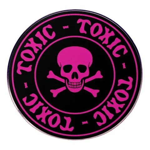 Cartoon Pink Skull Toxic Round Alloy Brooch Pin Badge Pink Black Gothic Metal Badge For Backpack Denim Jacket Decor