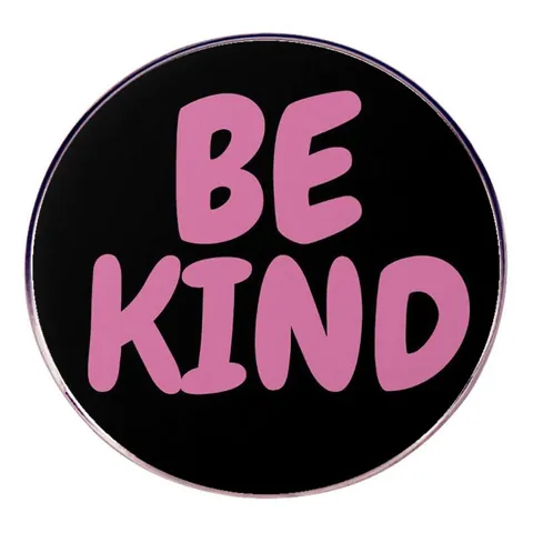 Be Kind Round Alloy Enamel Badge Pin Pink Artistic Lettering Brooch For Women Backpack Hat Decorative Clothing Accessory