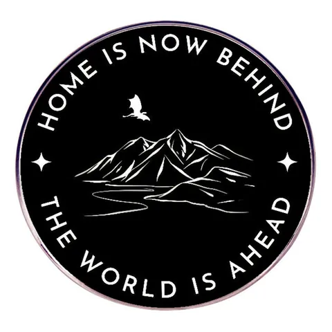 Broche de Aleación Esmalte Home Is Now Behind World Is Ahead Insignia de Fantasía Montaña Dragón para Mochila Chaqueta Joyería