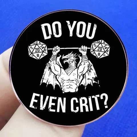 Funny Muscle Dragon Lifting D20 Dice Enamel Pin Do You Even Crit Alloy Brooch For Gamers Fitness Fans Badge Jewelry