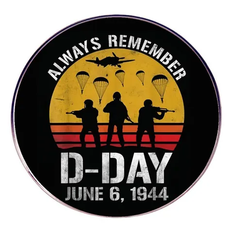 Vintage D-Day Normandy Landing Memorial Alloy Brooch Always Remember June 6 1944 Military Lapel Pin Badge Jewelry Gift