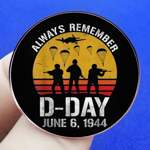 Vintage D-Day Normandy Landing Memorial Alloy Brooch Always Remember June 6 1944 Military Lapel Pin Badge Jewelry Gift