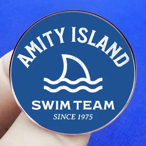 Retro Round Alloy Shark Fin Wave Pattern Brooch Movie Fan Enamel Badge Pin Metal Accessory Clothing Backpack Unisex Gift