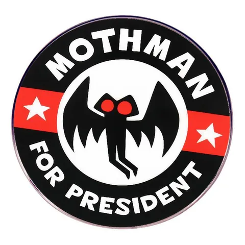 Mothman For President Enamel Pin Alloy Round Brooch Badge Red Eye Mothman Silhouette Campaign Style Jewelry Accessory For Men Women