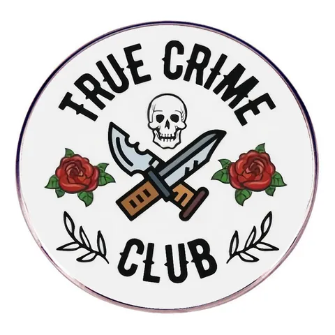 True Crime Club Enamel Pin Gothic Skull Crossed Dagger Red Rose Brooch Alloy Badge Halloween Party Clothing Decoration