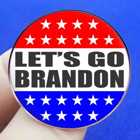 Let's Go Brandon Brooch Pin American Flag Stars Stripes Round Alloy Badge Button Pin Political Accessory For Men Women
