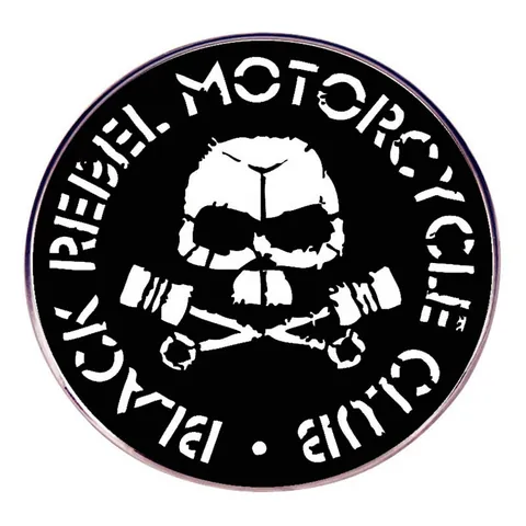 Black Rebel Motorcycle Club Skull Cross Pistons Rock Band Metal Alloy Brooch For Biker Jacket Backpack Accessory Men Women