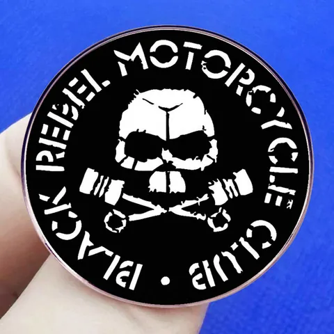 Black Rebel Motorcycle Club Skull Cross Pistons Rock Band Metal Alloy Brooch For Biker Jacket Backpack Accessory Men Women
