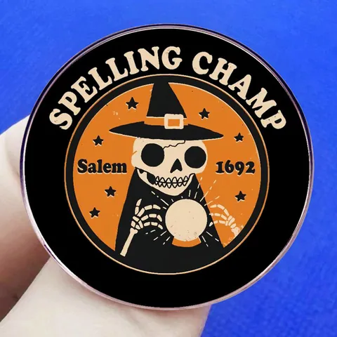 Halloween Zauberer Skelett Brosche Legierung Abzeichen Retro Salem 1692 Pin Für Kleidung Tasche Jacke Geschenk