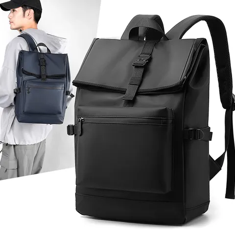 Large Capacity Laptop Backpack Waterproof Nylon Flip Top Buckle Design For Men Business Travel College Student Commuting Bookbag