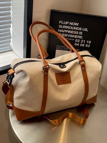 Large Capacity Canvas Oxford Cloth Travel Bag Women Sports Yoga Gym Handbag Lightweight Patchwork Weekend Luggage Shoulder Bag
