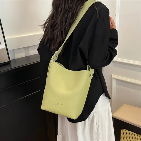 Bolso Bombonera Retro de Cuero PU para Mujer Con Bolsa Interior Gran Capacidad Patrón Litchi Bolso de Hombro para Trabajo