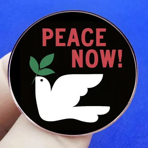 Peace Now White Dove Olive Branch Round Badge Brooch Alloy Pin For Backpack Clothes Unisex Jewelry Accessories Gift