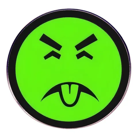 Lustige Neongrün Cartoon Ausdruck Brosche Rund Deprimiert Emoji Legierung Metall Pin Für Rucksack Kleidung Dekor Abzeichen Zubehör