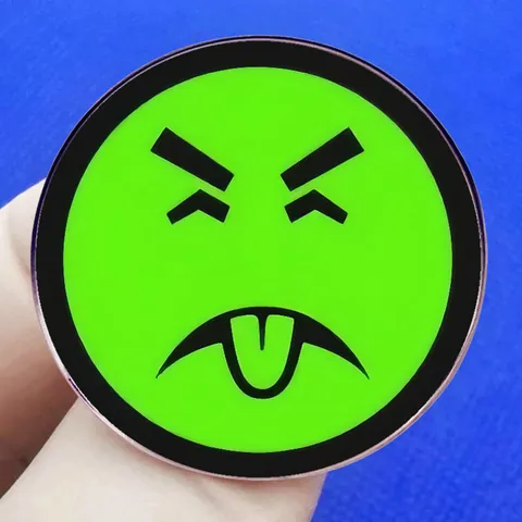 Lustige Neongrün Cartoon Ausdruck Brosche Rund Deprimiert Emoji Legierung Metall Pin Für Rucksack Kleidung Dekor Abzeichen Zubehör