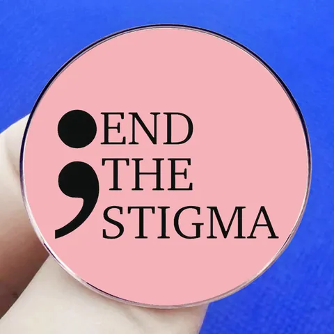 Καρφίτσα End The Stigma Ερωτηματικό Ψυχική Υγεία Κράμα Στρογγυλό Ροζ Σήμα για Γυναίκες Άνδρες Ρούχα Κοσμήματα Δώρο
