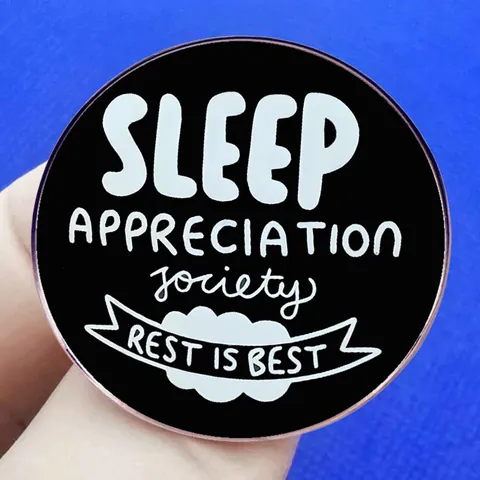 Καρφίτσα Σμάλτου Sleep Appreciation Society Rest Is Best Σήμα από Κράμα Χιουμοριστική Στρογγυλή Καρφίτσα Για Γυναίκες Άνδρες Διακόσμηση