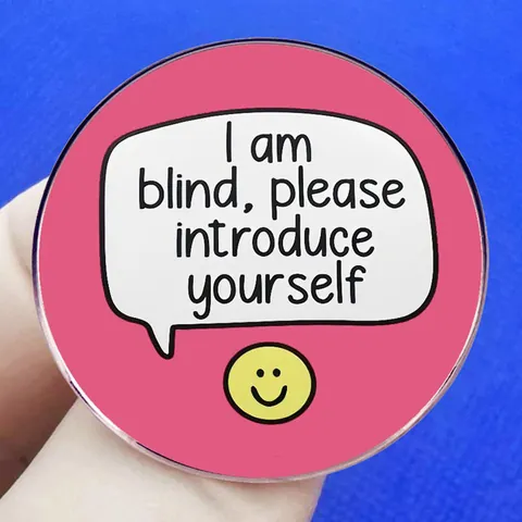 I Am Blind Please Introduce Yourself Legierung Brosche Pin Rund Rosa Smiley Gesicht Abzeichen Soziale Unterstützung Schmuck