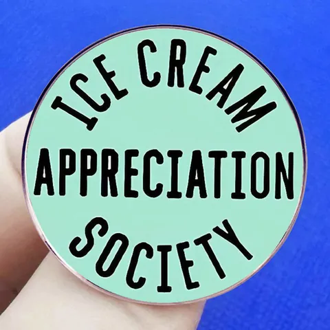 Funny Ice Cream Appreciation Society Enamel Pin Round Mint Green Alloy Brooch Badge For Clothes Bags Humorous Gift