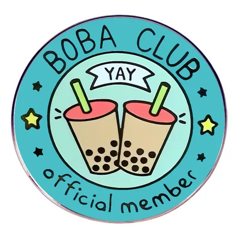Cute Boba Club Milk Tea Enamel Pin Round Cartoon Alloy Badge Brooch For Backpack Clothing Accessories Women Kids Gift