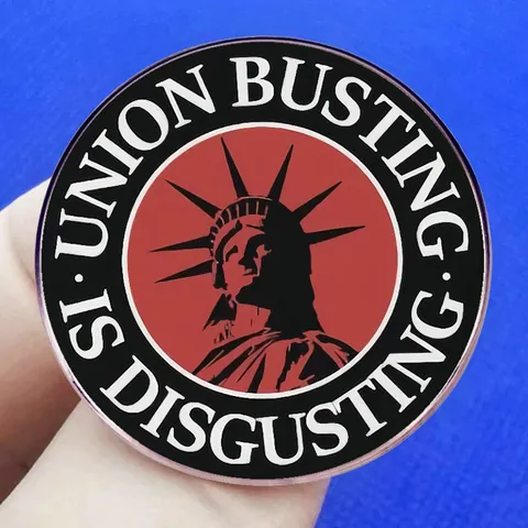 Union Busting Is Disgusting Emaille Pin Ronde Legering Badge Vrijheidsbeeld Silhouet Broche Vintage Sieraden Accessoires