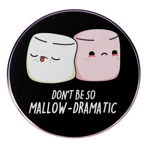 Funny Cartoon Marshmallow Enamel Pin Don't Be So Mallow-Dramatic Round Alloy Brooch Badge For Clothing Bags Jewelry Gift