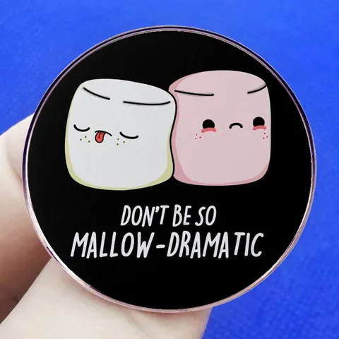 Funny Cartoon Marshmallow Enamel Pin Don't Be So Mallow-Dramatic Round Alloy Brooch Badge For Clothing Bags Jewelry Gift