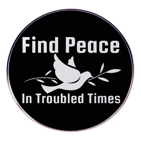 Find Peace In Troubled Times Round Alloy Brooch Pin Peace Dove Olive Branch Badge For Men Women Lapel Jewelry Gift