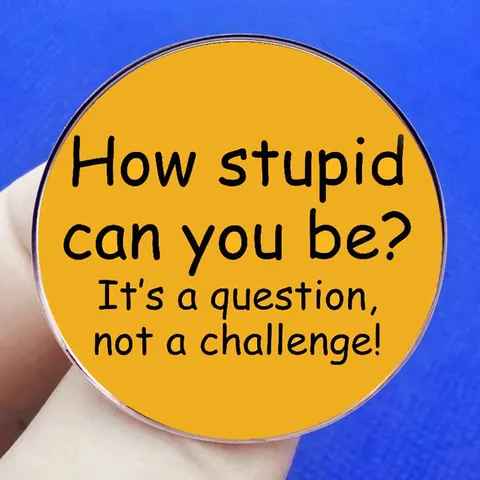 Round Alloy Enamel Pin Brooch Humorous Quote How Stupid Sarcastic Badge For Backpack Jacket Hat Decoration Jewelry Gift
