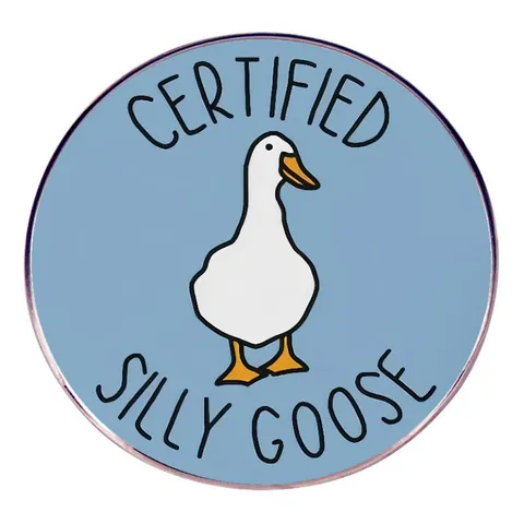 Cartoon Certified Silly Goose Enamel Pin Funny Round Animal Alloy Badge Brooch For Backpack Clothing Accessories Gift