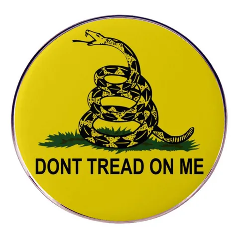 Spilla Don't Tread On Me Gadsden Flag con Serpente a Sonagli Giallo Distintivo Tondo in Lega di Metallo Pin Gioielli per Donna Uomo
