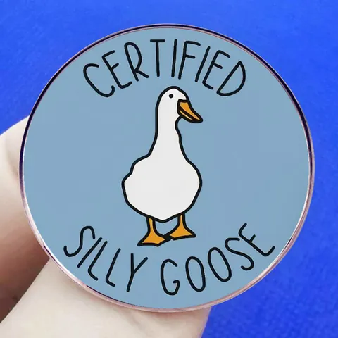 Cartoon Certified Silly Goose Enamel Pin Funny Round Animal Alloy Badge Brooch For Backpack Clothing Accessories Gift