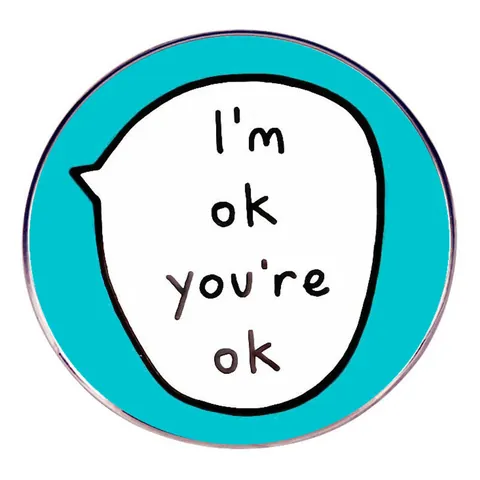 I'm Ok You're Ok English Slogan Enamel Pin Badge Round Alloy Brooch Light Blue Fashion Jewelry Gift For Clothes Bags Accessories