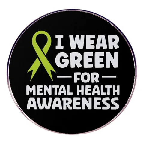 Broche de Esmalte Cinta Verde Mental Health Awareness Insignia Redonda de Aleación I Wear Green For Mental Health Awareness Joyería