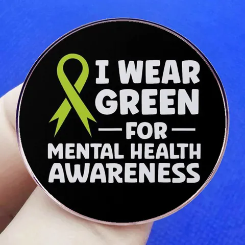 Broche de Esmalte Cinta Verde Mental Health Awareness Insignia Redonda de Aleación I Wear Green For Mental Health Awareness Joyería