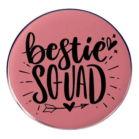 Spilla Smaltata Rosa Bestie Squad in Lega Distintivo Rotondo Gioielli Spilla Amicizia Regalo per Migliori Amici Festa