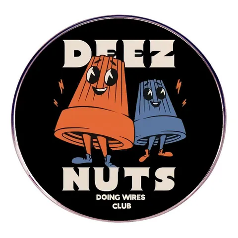 Funny Deez Nuts Doing Wires Club Cartoon Wire Nuts Alloy Brooch Humorous Electrician Badge Pin For Men Women Jewelry Gift