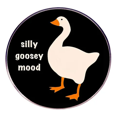 Cartoon Silly Goosey Mood White Goose Round Alloy Brooch Pin For Backpack Clothes Fashion Jewelry Decorative Badge Gift