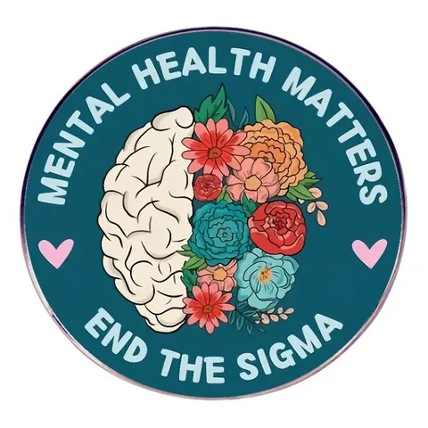 Spilla in Smalto Mental Health Matters End The Stigma Cervello Floreale Spilla Consapevolezza Distintivo in Lega Regalo