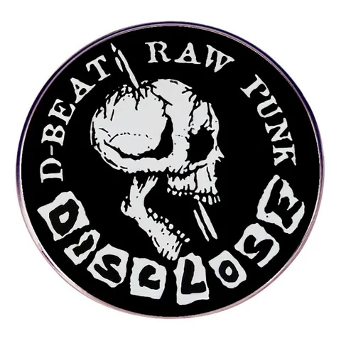 Punk Rock Skull Metal Badge Brooch D-Beat Raw Punk Round Alloy Pin For Jackets Bags Hats Music Fan Jewelry Accessories