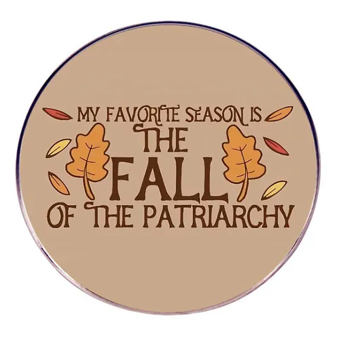 Broche Chute Du Patriarcat Badge Rond En Alliage Avec Motif Feuilles D'Automne Épingle De Déclaration Sociale Pour Homme Femme Bijoux Mode Cadeau