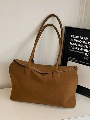 Bolso De Mano De Gamuza Retro Para Mujer Gran Capacidad Vintage Minimalista Bolso De Hombro Para Viaje Diario Nueva Moda